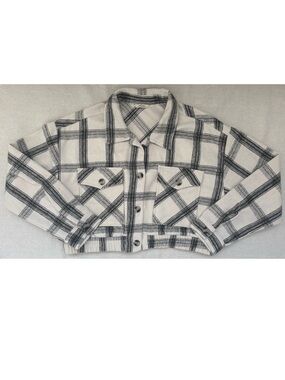 EditHer Woman’s Black And White Plaid Shacket Buffalo Check Pattern Size XL NWT